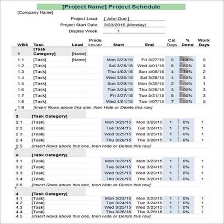 Project Schedule Templates - Free Sample, Example, Format Download