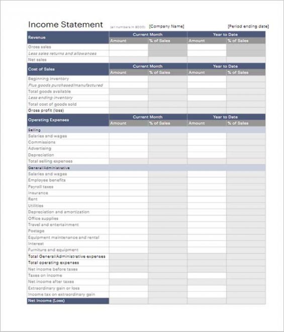 Basic Income Statement Templates - Doc,PDF,Excel