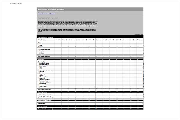 Income Statement Template PDF