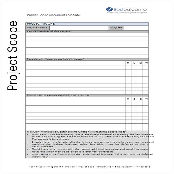 Project Scope Templates - Free Word, Excel, PDF