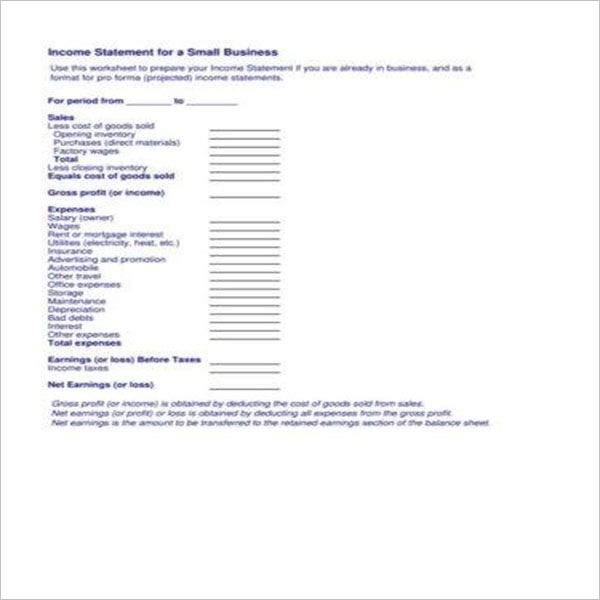 Yearly Income Statement Templates Free Download