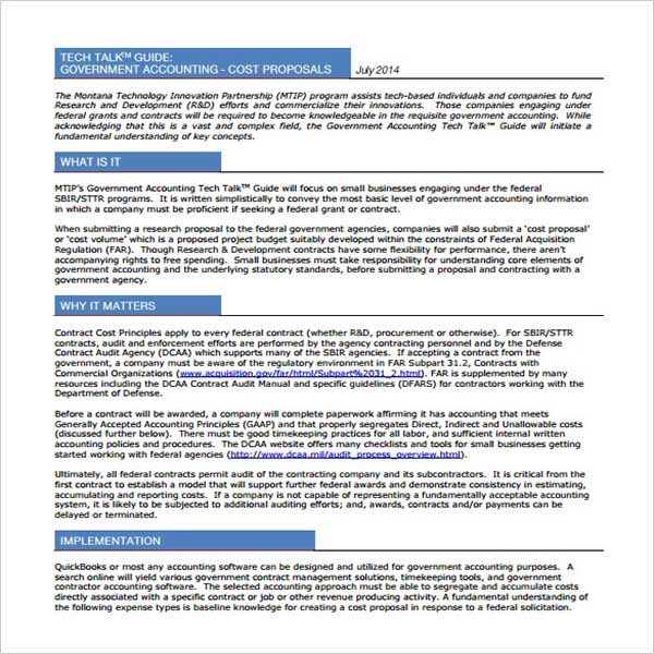 Free Cost Proposal Templates To Download