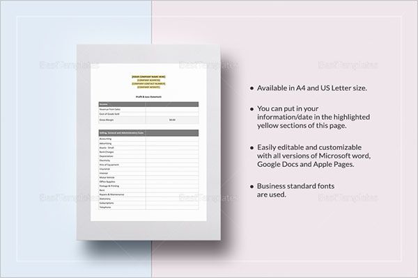 Gross Income Statement Template