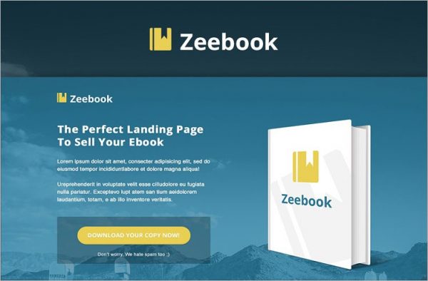Zeebook eBook PSD Landing Page