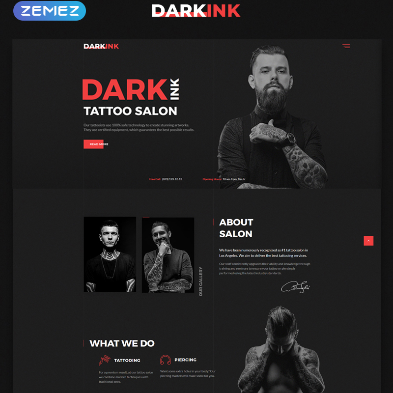 Tattoo Salon Multipage HTML5 Template    