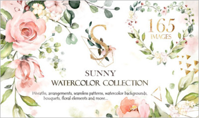 Sunny watercolor floral collection