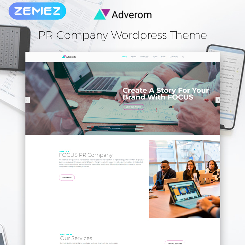 Adverom - PR Company Multipurpose Modern Elementor WordPress Theme