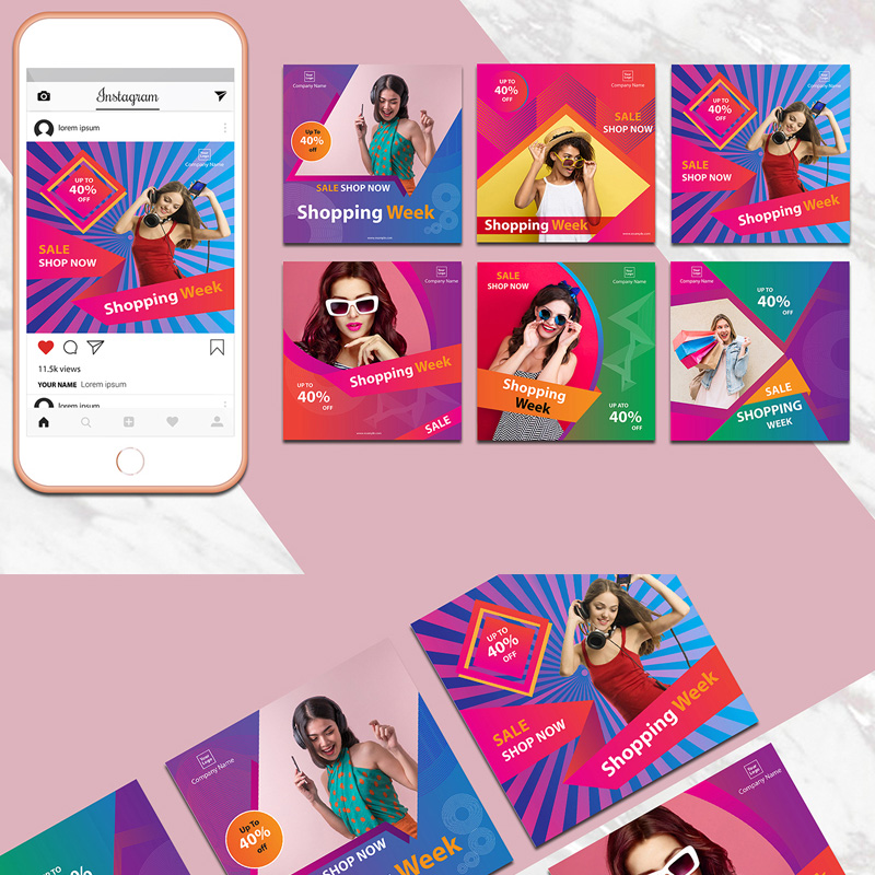 Colorful Instagram Banner Pack Social Media