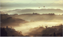 Beautiful sunrise over Tuscany hills