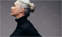 Senior woman with hair bun