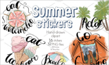 Summer Stickers Clipart Icons Kit