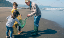 Volunteers taking garbage
