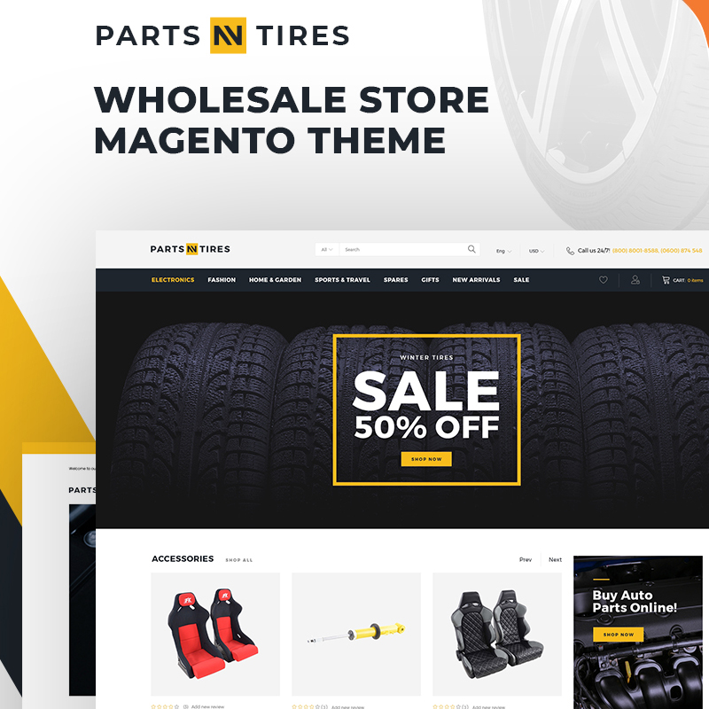 Parts'n'Tires - Car Tuning Clean Responsive Magento Theme
