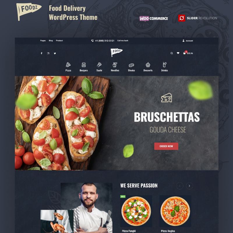 Foodz - Pizza, Fast Food Delivery & Restaurant WooCommerce Theme