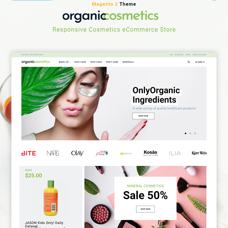 OrganicCosmetics - Clean eCommerce Cosmetics Store Magento Theme