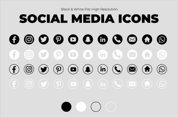 Black & White Social Media Icons
