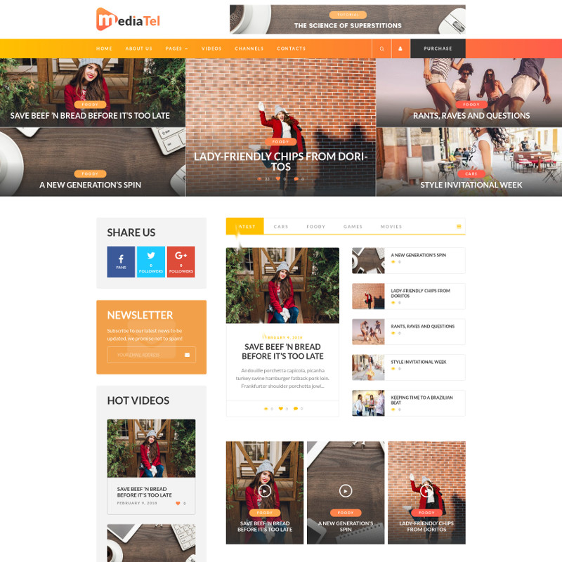 MediaTel - Youtube/Vimeo Video News Aggregator Magazine WordPress Theme