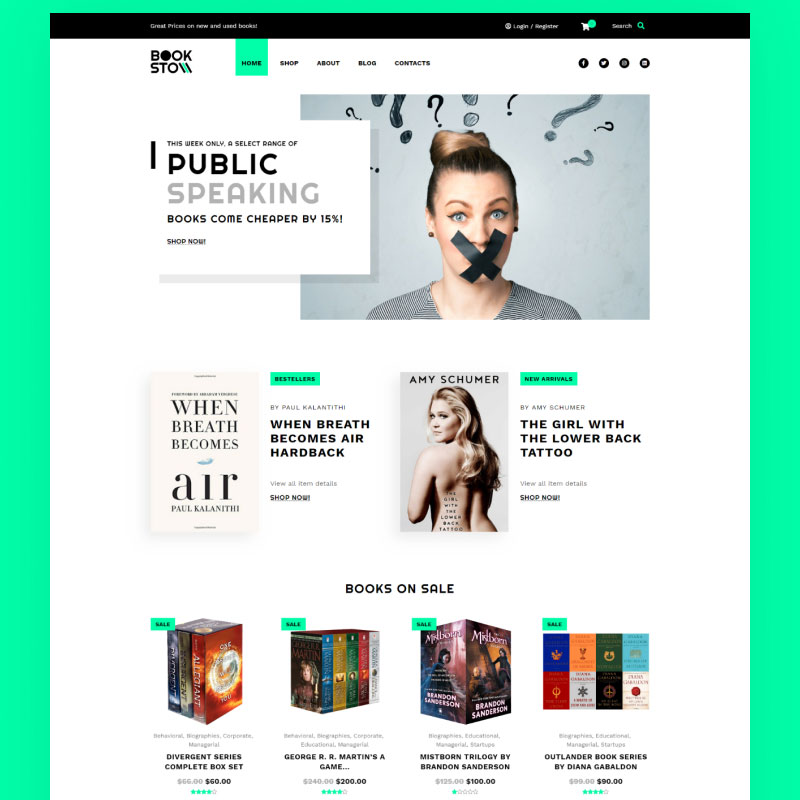 BookSto - Bookstore ECommerce Modern Elementor WooCommerce Theme