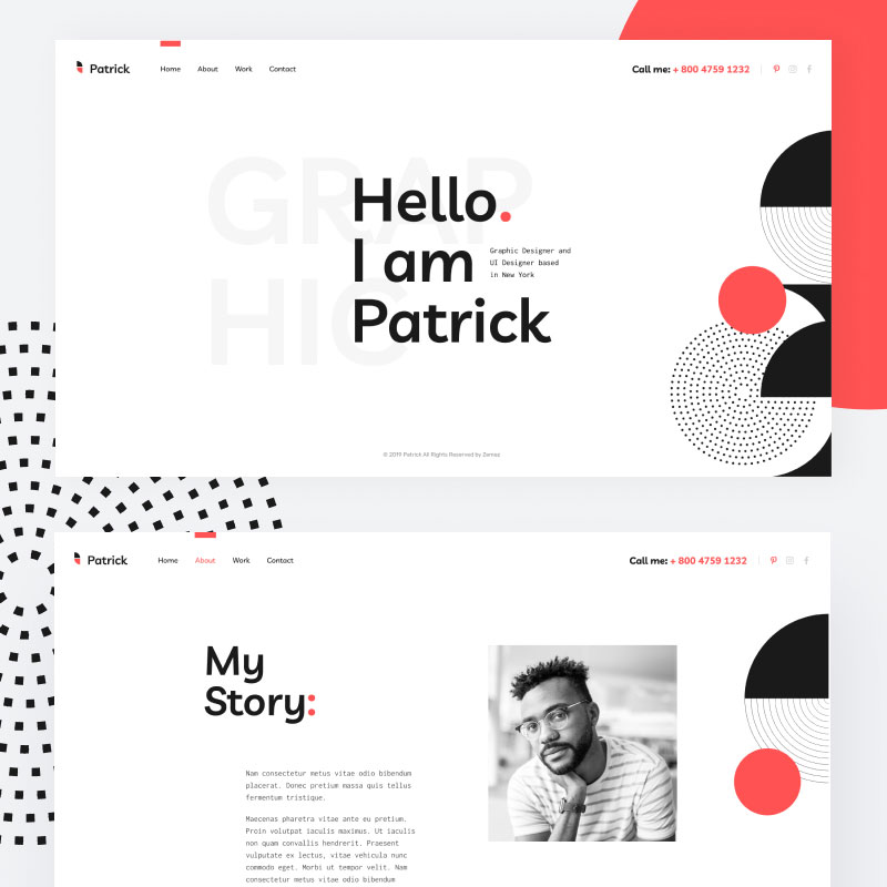 Patrick - Designer Portfolio Website for Personal Promotion WordPress Theme