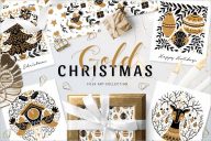 Gold Christmas Folk Art collection