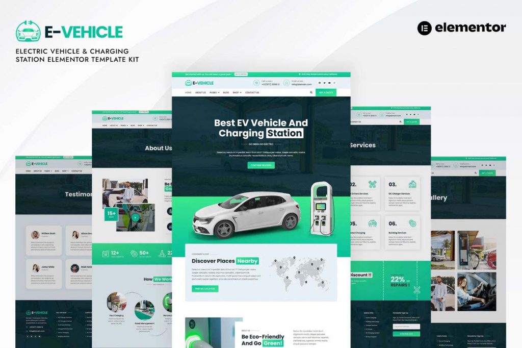 EVehicle Charging Station Elementor Template Kit