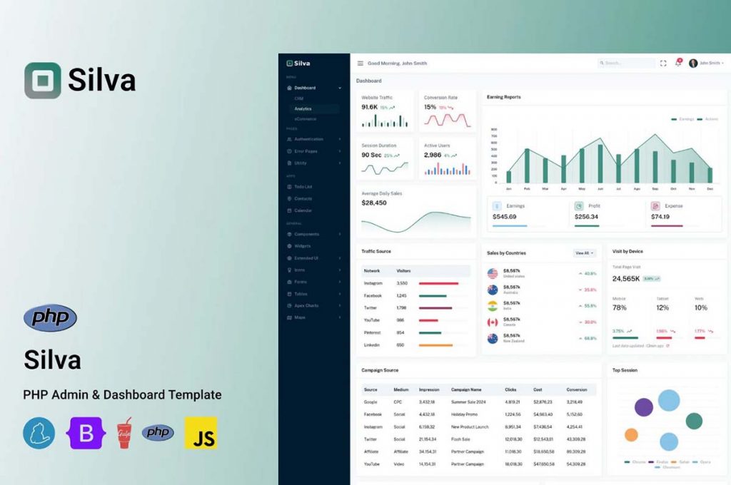 PHP Admin Dashboard Template