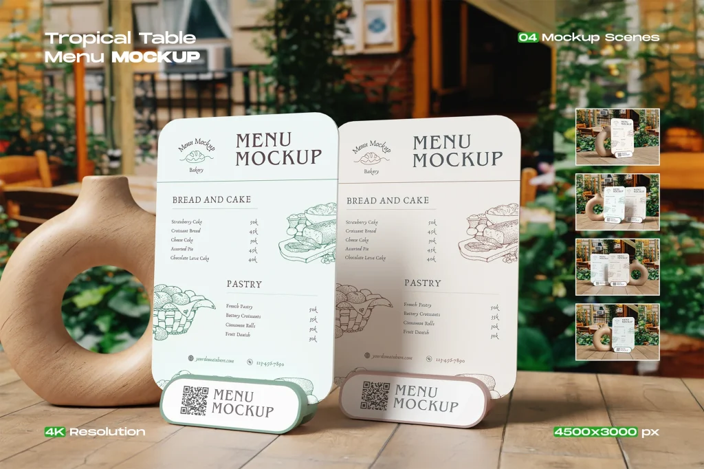 Table Menu Mockups
